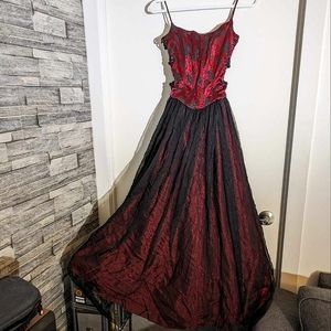 SOLD Gorgeous Satin Corset Gown with Crinoline